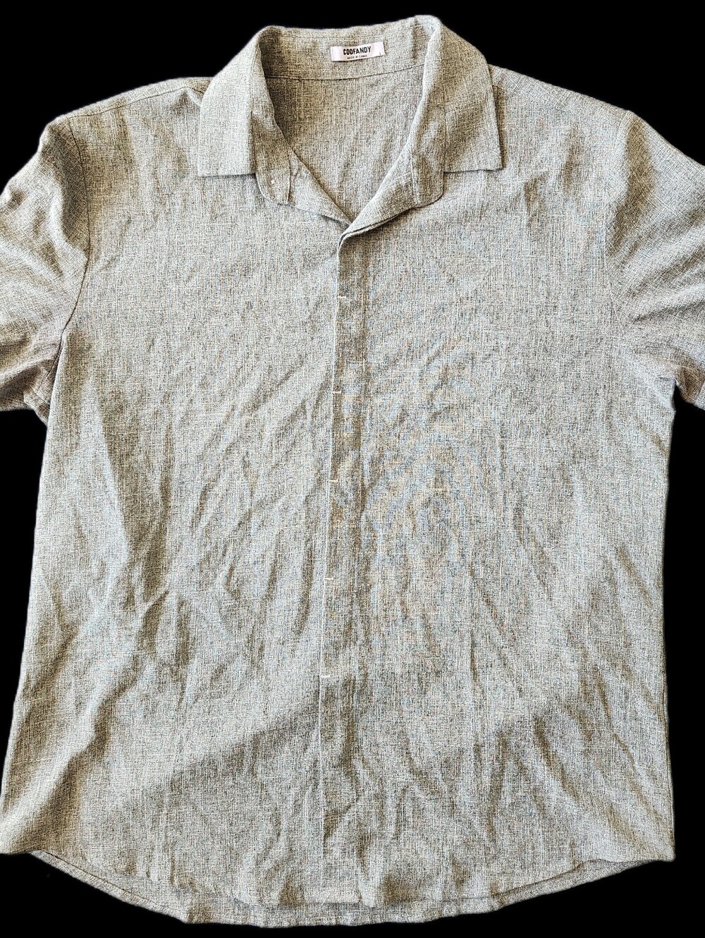 COOFANDY Gray Linen Blend Short Sleeve Shirt Vacation Resortwear